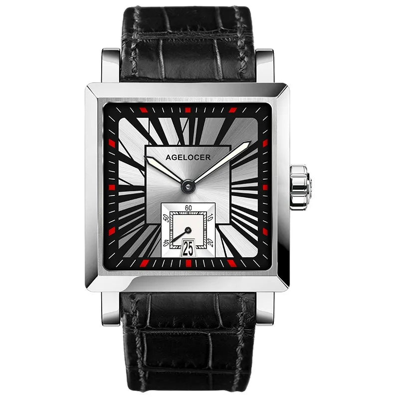 AGELOCER Original Codex Watch Men's Square Business Formal Automatic Mechanical Watch Birthday Gift for Men