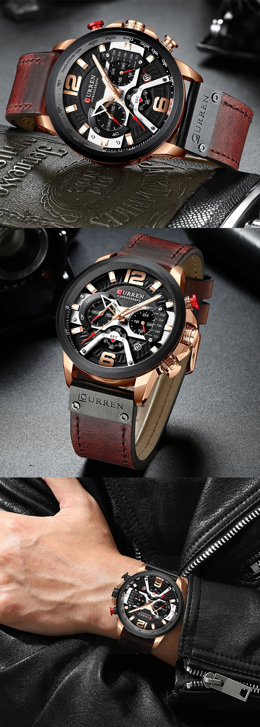 CURREN Casual Sport Watches for Men Blue Top Brand Luxury Military Leather Wrist Watch Man Clock Fashion Chronograph Wristwatch