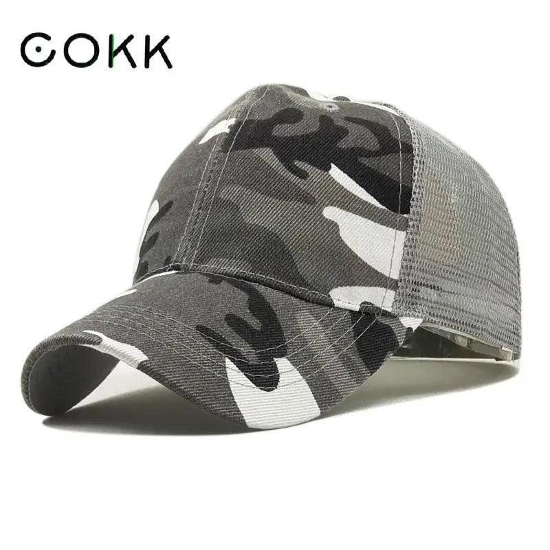 COKK Καπέλο μπέιζμπολ καμουφλάζ για άνδρες, καπέλα snapback για το καλοκαίρι, για γυναίκες, αναπνεύσιμο αθλητικό καπέλο από πλέγμα, καπέλο για τον ήλιο, αντηλιακό, γκολφ, ρυθμιζόμενο, για ενήλικες
