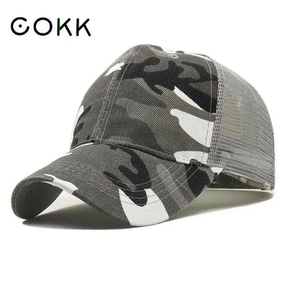 COKK Καπέλο μπέιζμπολ καμουφλάζ για άνδρες, καπέλα snapback για το καλοκαίρι, για γυναίκες, αναπνεύσιμο αθλητικό καπέλο από πλέγμα, καπέλο για τον ήλιο, αντηλιακό, γκολφ, ρυθμιζόμενο, για ενήλικες