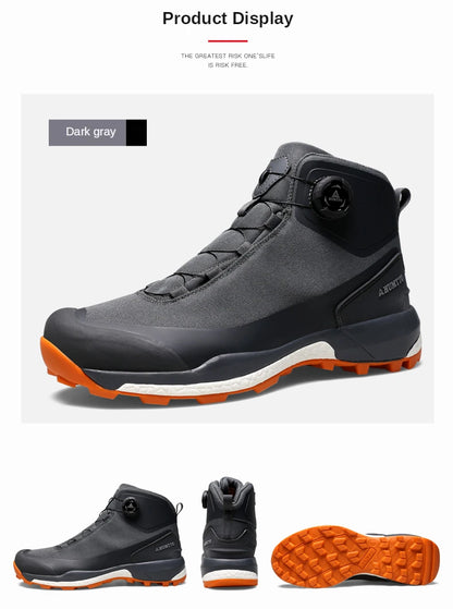 HUMTTO Scarpe da trekking impermeabili, stivaletti da montagna neri, sneakers da campeggio da uomo, scarpe tattiche sportive di sicurezza per arrampicata