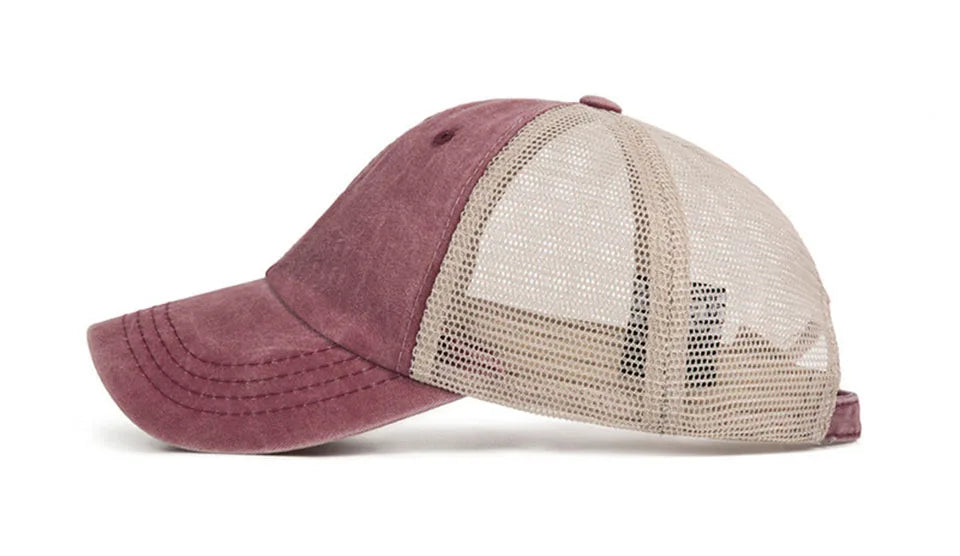 Washed cotton mesh breathable baseball cap made old light board caps men and women tide spring and summer hat women
