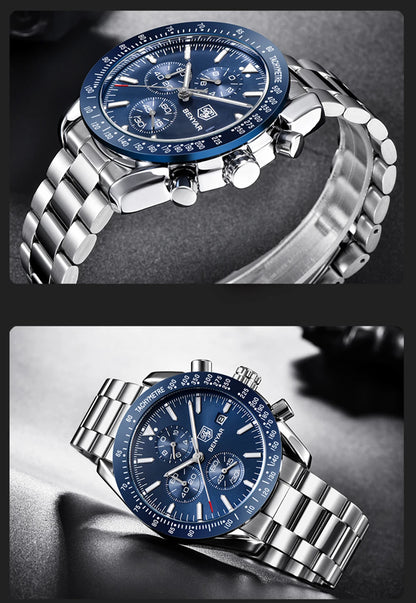 Montres de luxe pour hommes BENYAR – Montres-bracelets à quartz avec bracelet en cuir, étanches jusqu'à 30 m, style sportif.
