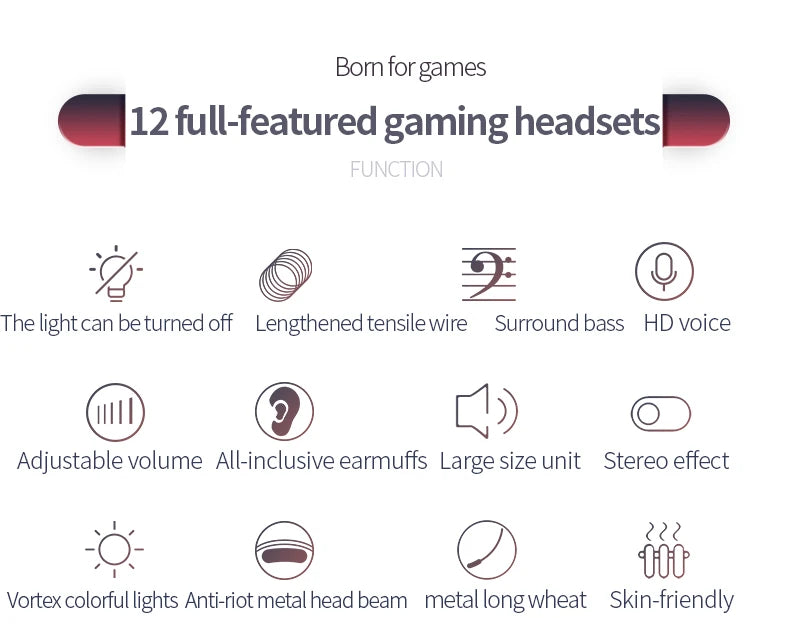 RGB Gaming Headset with Microphone 7.1 Surround HD Sound Stereo Dual 3.5mm USB  Wired Headphone For PS5 PC Laptop Phone