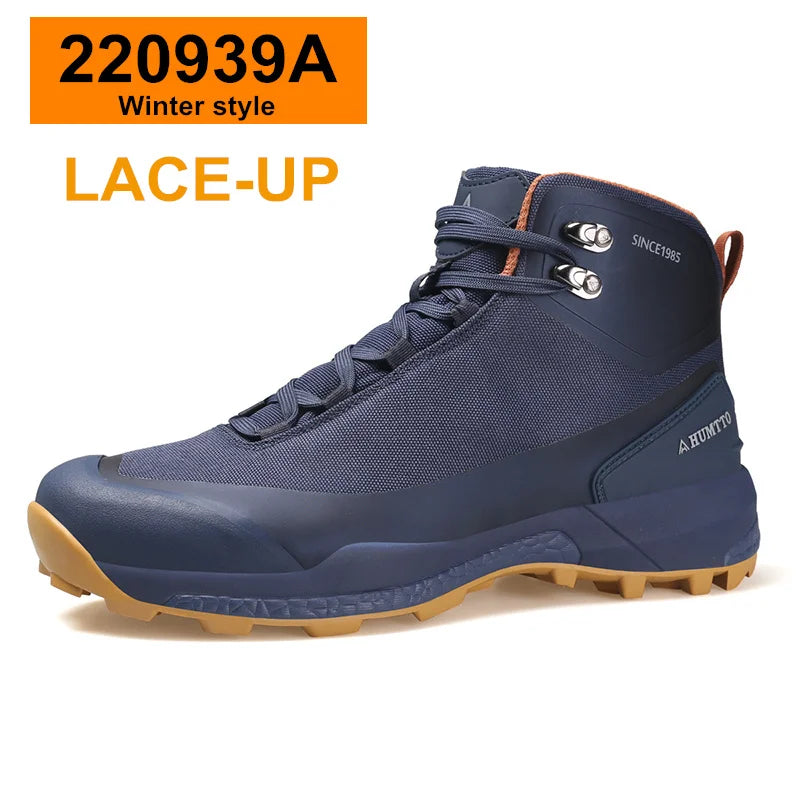 HUMTTO Scarpe da trekking impermeabili, stivaletti da montagna neri, sneakers da campeggio da uomo, scarpe tattiche sportive di sicurezza per arrampicata