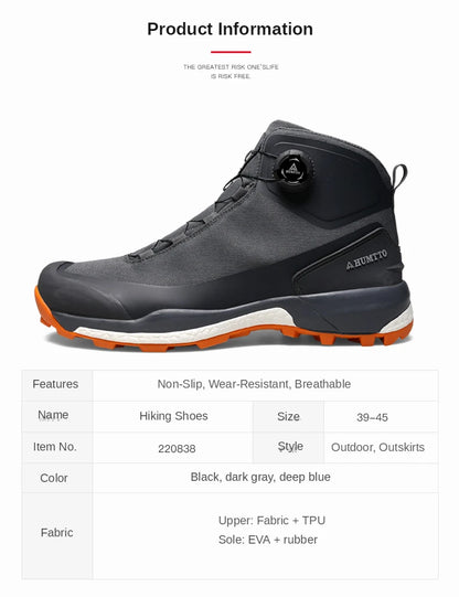 HUMTTO Scarpe da trekking impermeabili, stivaletti da montagna neri, sneakers da campeggio da uomo, scarpe tattiche sportive di sicurezza per arrampicata