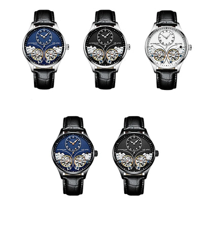 AILANG brandneue modische Double-Tourbillon-Uhr für Herren, Luxus-Edelstahl, wasserdicht, automatisch-mechanische Herrenuhr