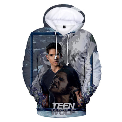 Naujo TV serialo TEEN WOLF 3D rašto džemperiai su gobtuvu vyrams ir moterims, Harajuku stiliaus rudens vaikiški gatvės mados puloveriai, hiphopo džemperis su gobtuvu