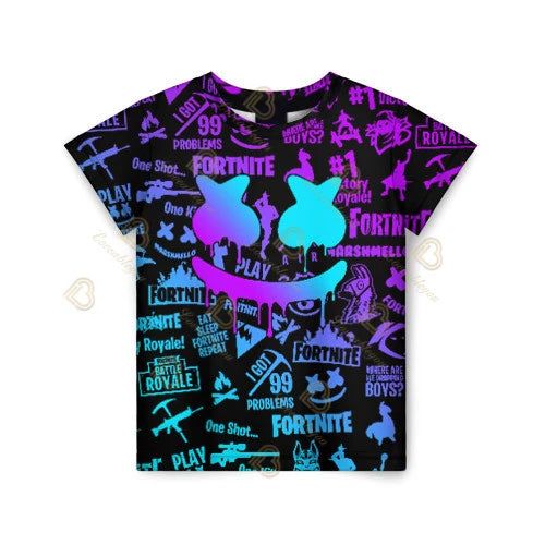 Лятна модна детска тениска с Fortnite талисман и 3D принт, ежедневна T-shirt за момчета и момичета, унисекс детско облекло, горнище