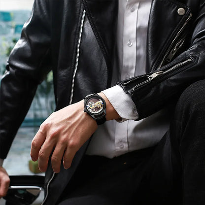 AILANG Skeleton Mechanical Mens Watches Top Brand Luxury Steampunk Transparent Hollow Automatic Watch Relogio Masculino 8625