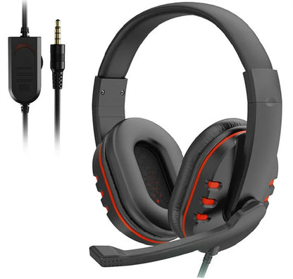 Casque filaire 3,5 mm pour jeux, écouteurs pour musique, compatible avec PS4, PlayStation 4, jeux PC, chat, ordinateur, avec microphone.