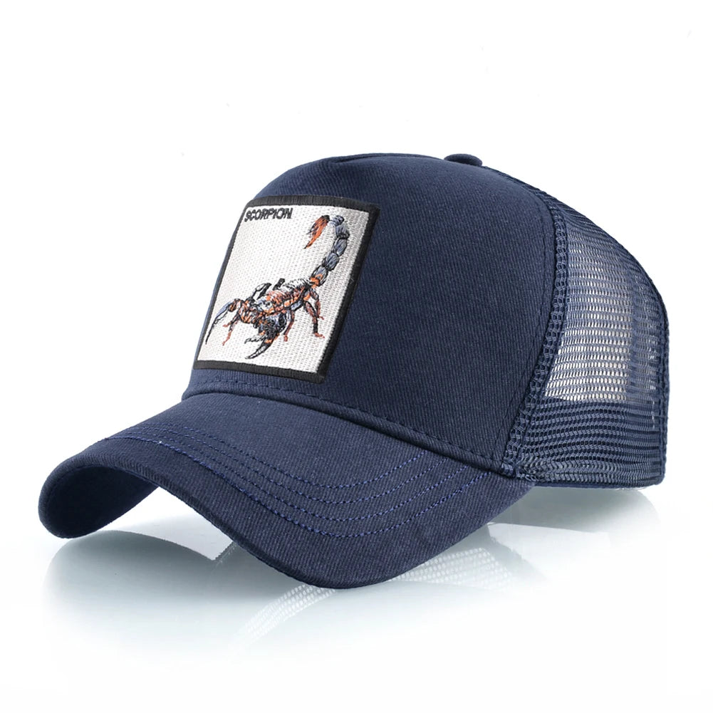 K Four Season Men's Trucker Caps With Scorpion Patch Snapback Hip Hop Baseball Cap For Women Adjustable Unisex Baseball Hats