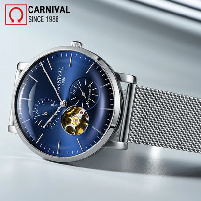 Mechanické pánské hodinky Carnival – luxusní automatické náramkové hodinky se safírovým sklem