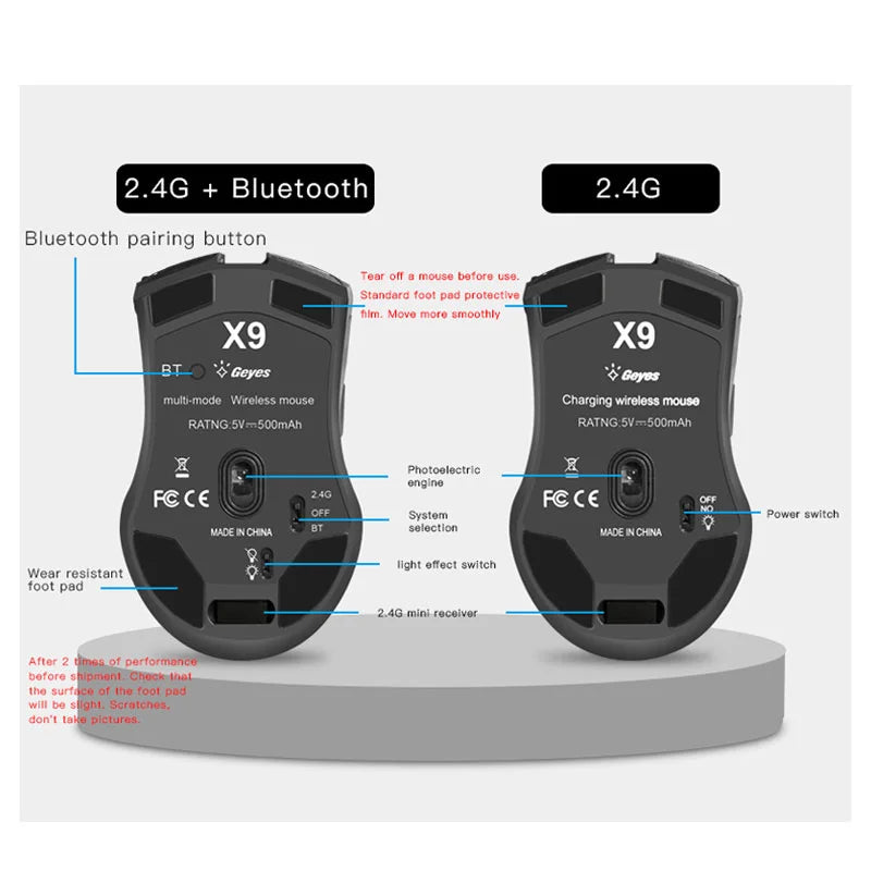 Wireless Mouse Rechargeable Bluetooth Silent Ergonomic Computer 2400 DPI For iPad Mac Tablet Macbook Air Laptop PC Gaming Office