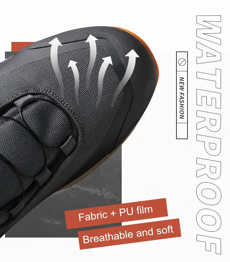 HUMTTO Scarpe da trekking impermeabili, stivaletti da montagna neri, sneakers da campeggio da uomo, scarpe tattiche sportive di sicurezza per arrampicata