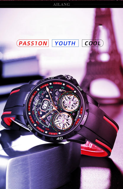 AILANG Super Cool Double Tourbillon Automatic Mechanical Watch Men Luxury Brand Luminous Waterproof Watches Men's Reloj Hombre