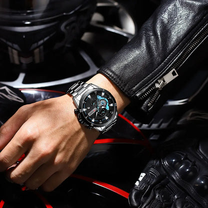 Montre pour homme CURREN – Chronographe sportif de luxe, mouvement à quartz, tout en acier, étanche