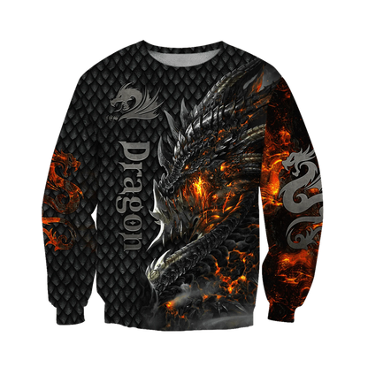 Smuk Fire Dragon 3D-all-over-print hættetrøje til mænd, unisex sweatshirt, efterårsstreetwear, casual jakke, træningssæt KJ749