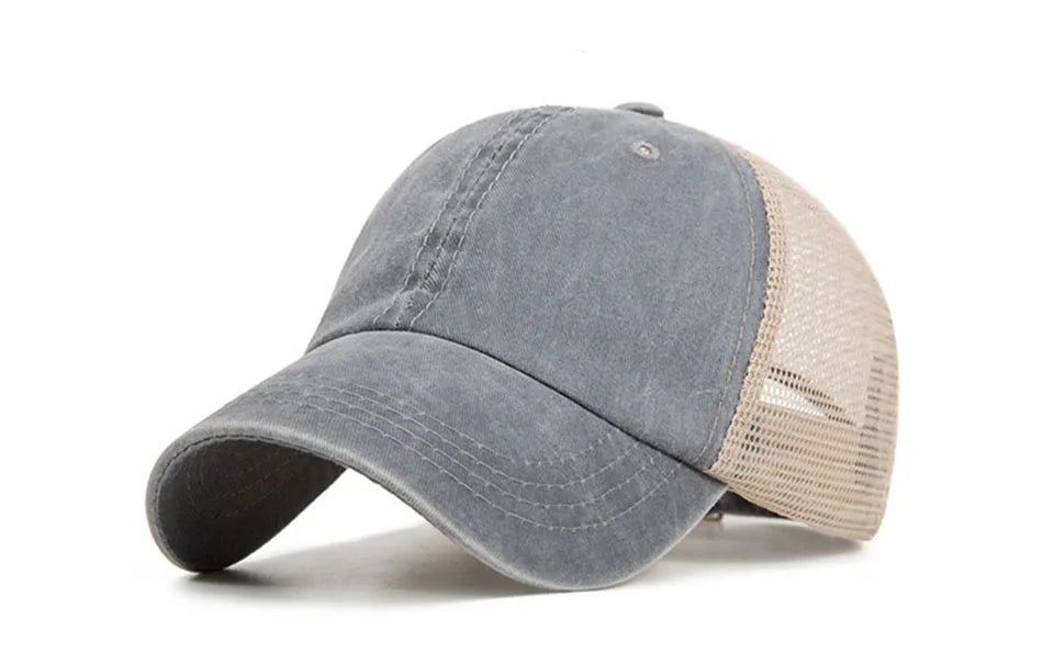 Washed cotton mesh breathable baseball cap made old light board caps men and women tide spring and summer hat women