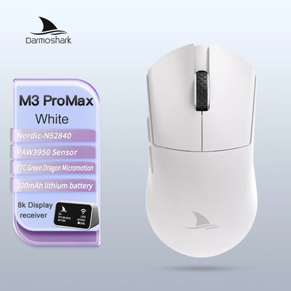 Геймърска мишка Darmoshark M3Pro 2.4G BT безжична Tri-Mode, сензор PAW3395, N52840, 26000DPI, за голяма ръка, макро драйвер, мишка за игри