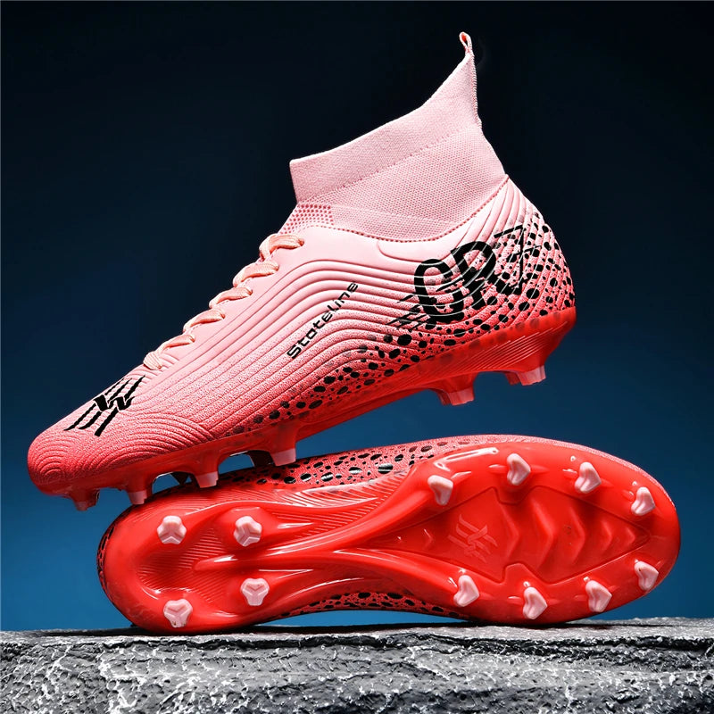 Chaussures de football professionnelles pour hommes/femmes, antidérapantes, à crampons FG, respirantes, chaussures d'entraînement à tige haute