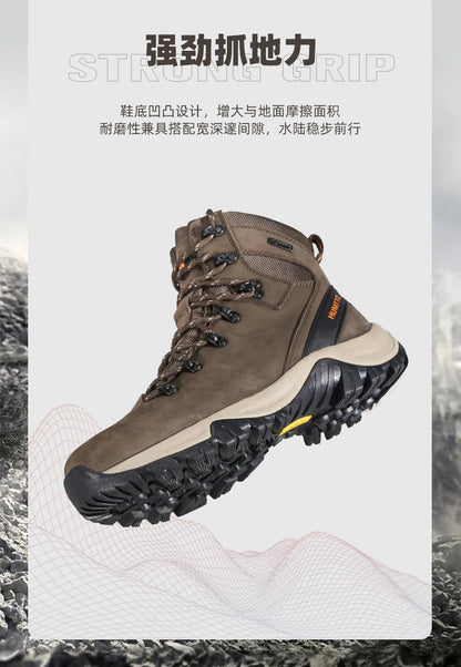 HUMTTO Buty trekkingowe męskie wodoodporne buty myśliwskie taktyczne pustynne buty bojowe za kostkę do trekkingu dla mężczyzn i kobiet ciepłe skórzane sneakersy