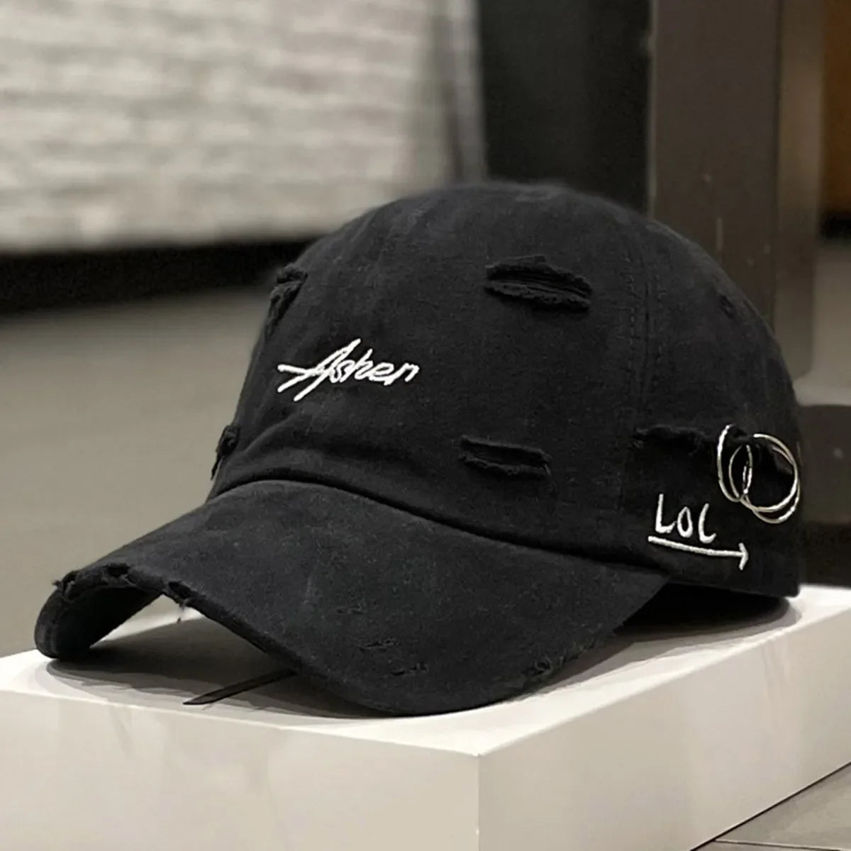 Șepci de baseball unisex Asher cu broderie, cu găuri și inel metalic, reglabile, pentru activități în aer liber, de primăvară și toamnă, casual, cu protecție solară