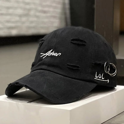 Șepci de baseball unisex Asher cu broderie, cu găuri și inel metalic, reglabile, pentru activități în aer liber, de primăvară și toamnă, casual, cu protecție solară