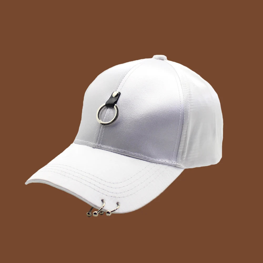 Women Men Hip Hop Kpop Snapback Baseball Cap Solid Color With Ring Sport Dancing Travel Lover Dad Hat Caps Streetwear Adjustable