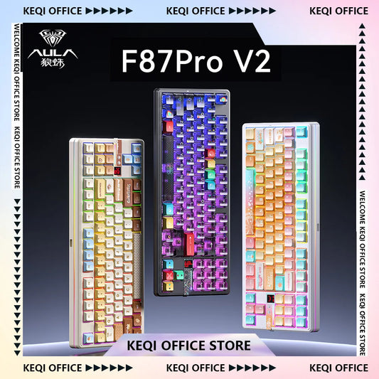 AULA F87 Pro V2 Mechanical Keyboard 3-modes Wireless 12000mAh Long Battery Life Hot-Swap RGB Custom E-Sports Keyboard PC Gaming