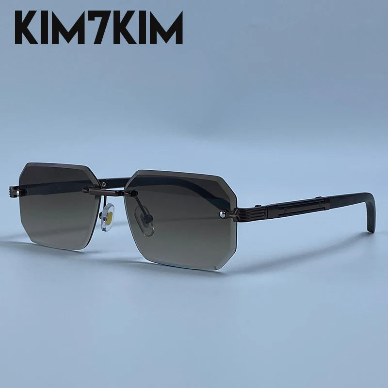 Keret nélküli téglalap alakú napszemüveg férfiaknak, luxus kivitel, vintage, geometrikus, négyzet alakú napszemüveg, férfi retro punk szemüveg, vezetési napszemüveg