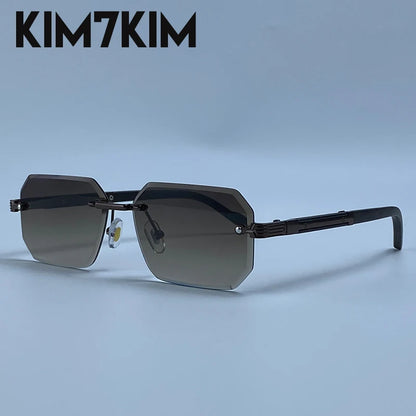 Keret nélküli téglalap alakú napszemüveg férfiaknak, luxus kivitel, vintage, geometrikus, négyzet alakú napszemüveg, férfi retro punk szemüveg, vezetési napszemüveg