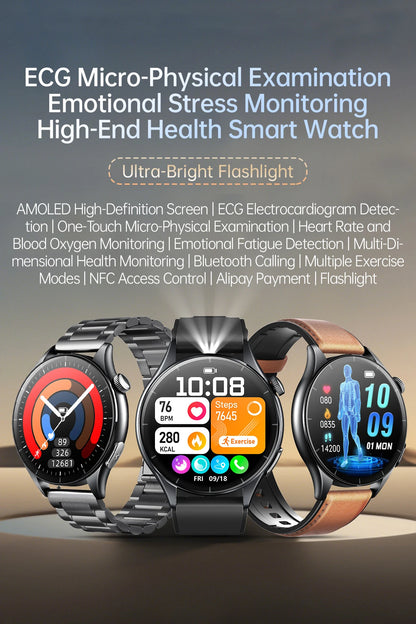 2025 Health Smartwatch for Xiaomi & Huawei ECG + PPG, Blood Pressure, SpO2, Body Analysis, Bluetooth Calling & NFC
