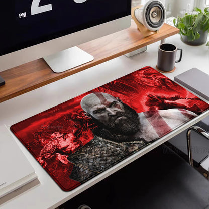 XXL egérpad God of War íróasztali szőnyeg játékos kiegészítők billentyűzet számítógépes egérpad játékosok számára nagy méretű PC-szekrény irodai asztal szőnyeg