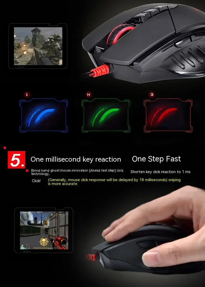 Жична мишка Bloody V7M с RGB, олекотен ергономичен дизайн, 4000dpi, за PC, офис, e-sports гейминг и макро програмиране, за CF LOL CS