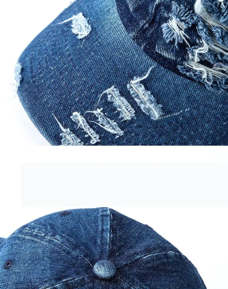 Gorra de béisbol de denim lavado para mujer y hombre, con visera, transpirable, para primavera y verano, gorra vintage con cierre a presión para mujer