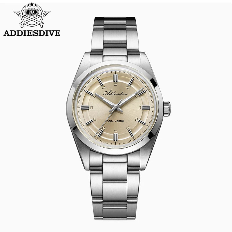 ADDIESDIVE – Luxury analogue men’s watch, VH31 quartz movement, domed crystal, water-resistant to 10 bar, BGW9 luminescent coating, steel case – Customisable model AD2515