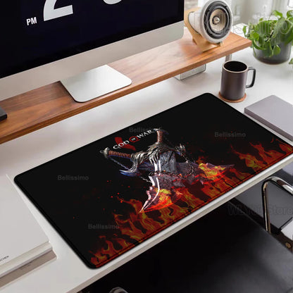 XXL egérpad God of War íróasztali szőnyeg játékos kiegészítők billentyűzet számítógépes egérpad játékosok számára nagy méretű PC-szekrény irodai asztal szőnyeg