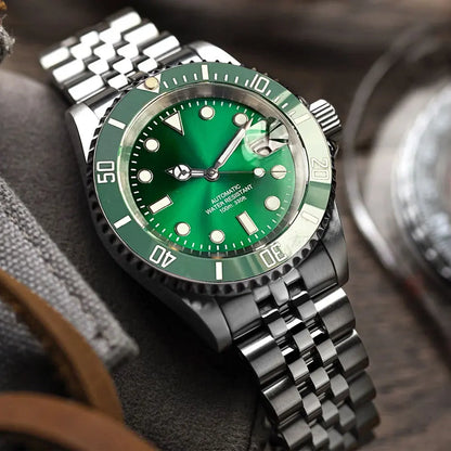 200m wasserdichte Miyota 8215 Automatikuhr für Herren, Taucheruhr, 40mm, mechanisches Uhrwerk, Leuchtanzeige, Jubilee-Armband, Glide-Lock-Schließe