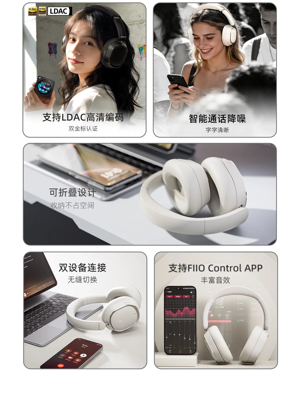 Cuffie over-ear wireless Bluetooth ANC FiiO EH13 – Headset gaming HiFi LDAC con cancellazione del rumore, bassi profondi e lunga autonomia della batteria