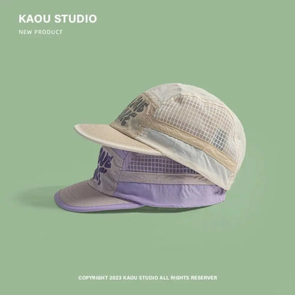 Soft Brim Quick-drying Baseball Cap Retro 5-panel Sun Protection Breathable Hat Casual Hip-hop Hat Mesh Running Caps