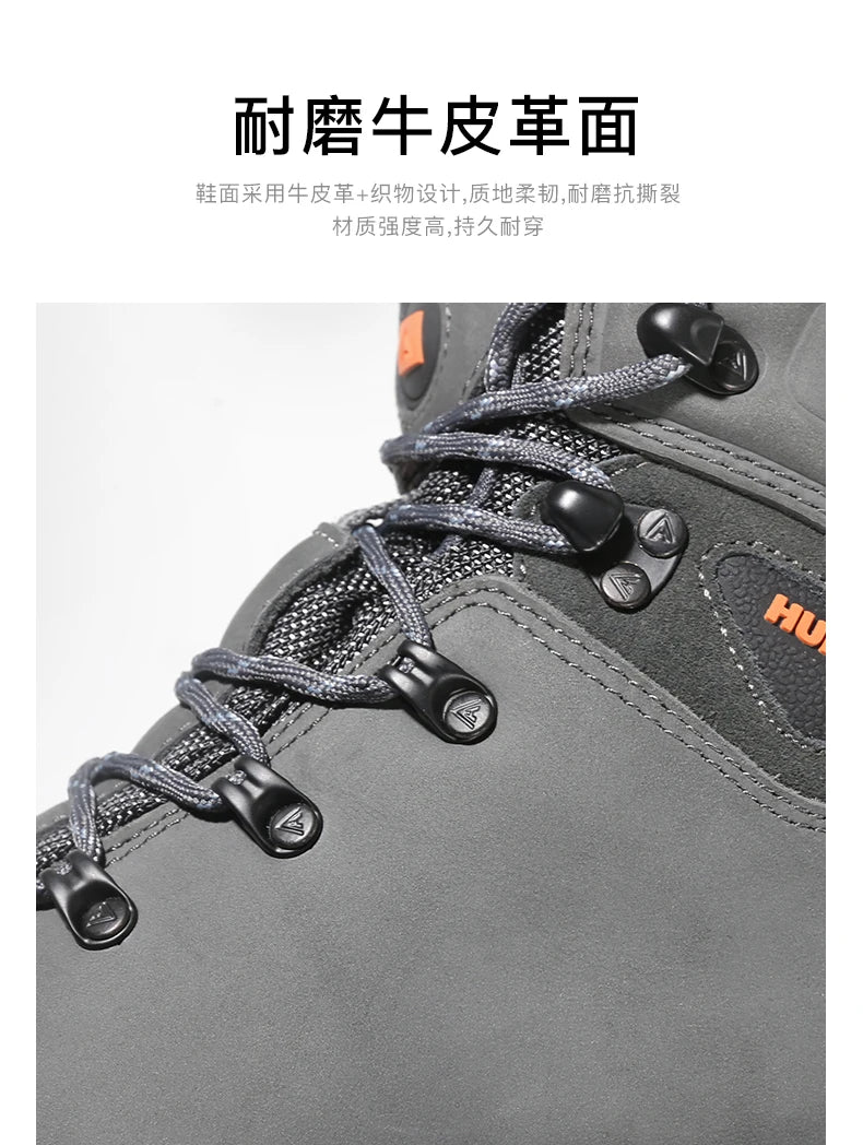 HUMTTO Buty trekkingowe męskie wodoodporne buty myśliwskie taktyczne pustynne buty bojowe za kostkę do trekkingu dla mężczyzn i kobiet ciepłe skórzane sneakersy