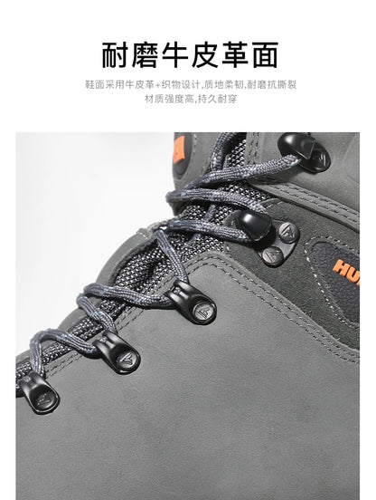 HUMTTO Buty trekkingowe męskie wodoodporne buty myśliwskie taktyczne pustynne buty bojowe za kostkę do trekkingu dla mężczyzn i kobiet ciepłe skórzane sneakersy