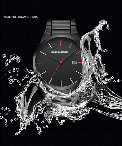 Hannah Martin herreur, rustfrit stålhus, kvartsurværk, urskive på 41 mm, professionelt design, med kalenderfunktion (imitation)