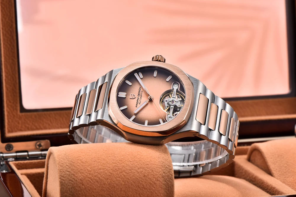 2025 New PAGANI DESIGN Rose Gold Men's Watches Tourbillon Mechanical Wristwatches Luxury Automatic Watch Men AR Sapphire Mirror