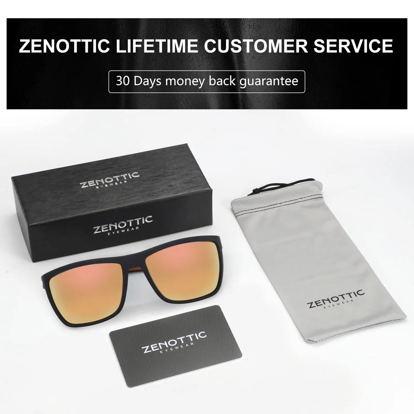 ZENOTTIC Polarized Sunglasses for Men Shades Lightweight TR90 Frame UV400 Protection Square Outdoor Trave Driving Sun Glasses