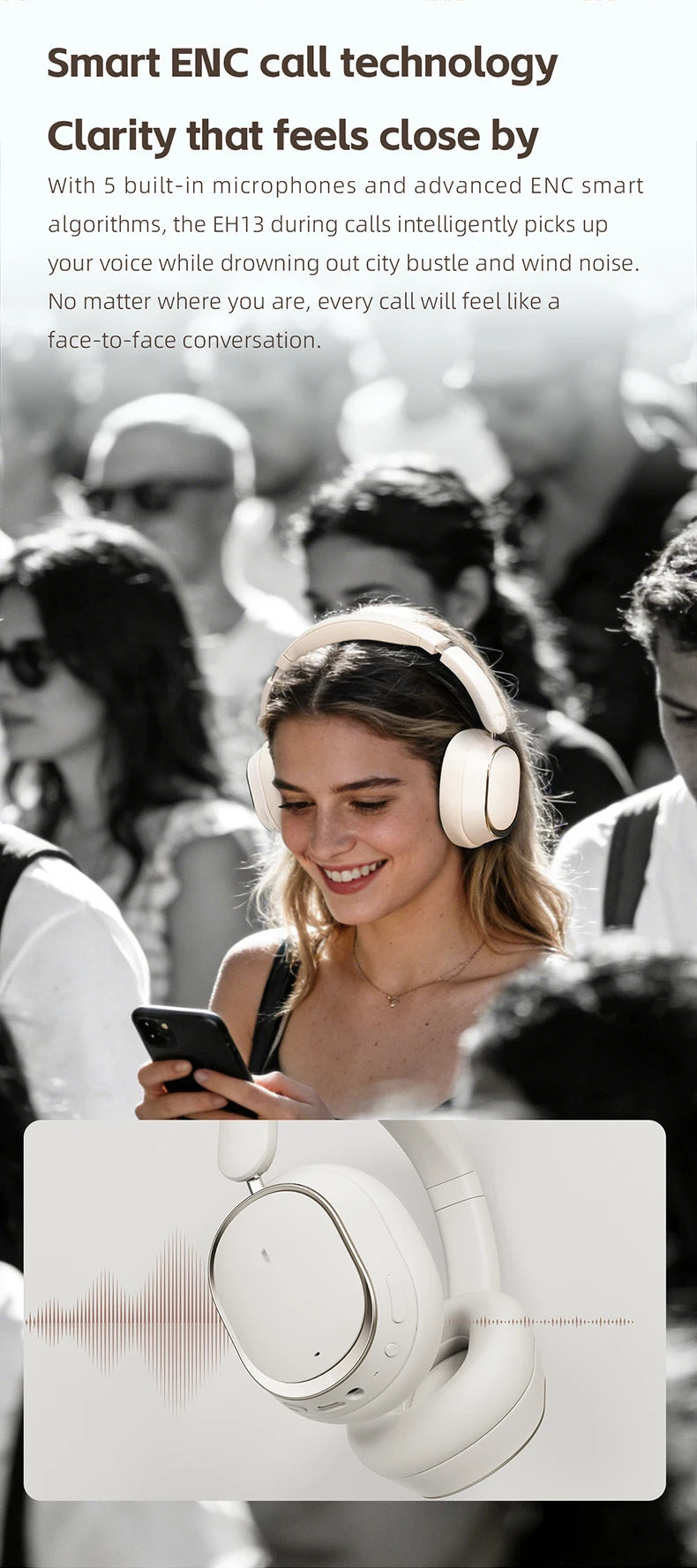FiiO EH13 Wireless Noise Cancelling Headphones,Hybrid ANC Bluetooth Over-Ear Headphones, 45H Playtime,Headphones for Travel/Game