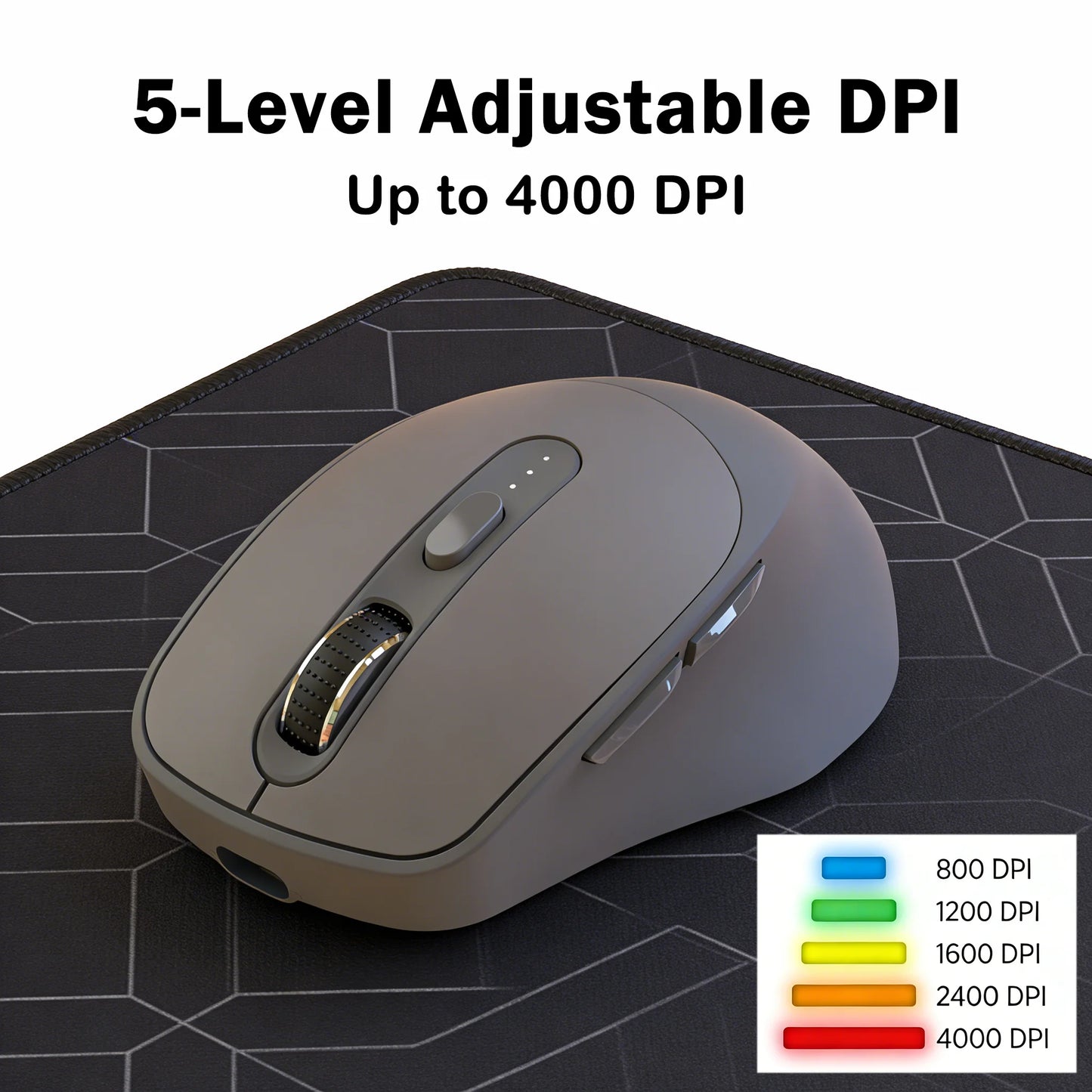 FREEWOLF X7 bezprzewodowa mysz Bluetooth 2.4G, dwutrybowa, cicha, akumulatorowa, 4000DPI, wskaźnik baterii, ergonomiczna, do PC, Mac i laptopa