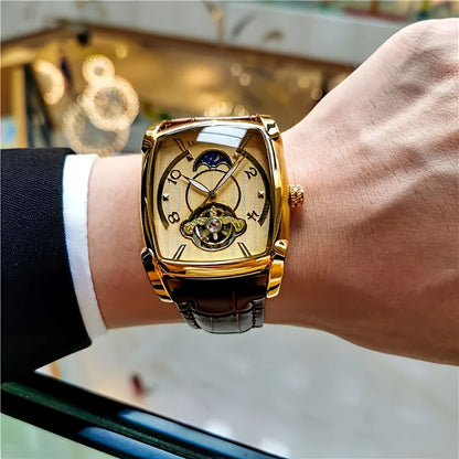 [Luxury mechanical tourbillon watch] Lightweight luxury mechanical tourbillon watch for men – High-end, fully automatic model in a trendy ‘skeleton’ style, ideal for a professional outfit o