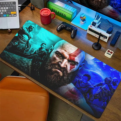 XXL egérpad God of War íróasztali szőnyeg játékos kiegészítők billentyűzet számítógépes egérpad játékosok számára nagy méretű PC-szekrény irodai asztal szőnyeg